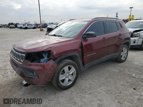 2022 Jeep Compass Latitude with VIN 3C4NJDBB2NT111913, listed as a Copart auction lot 47461105 with 35,946 mi miles and Salvage Title. Bid and sale history available at DreamBid. Image 1.