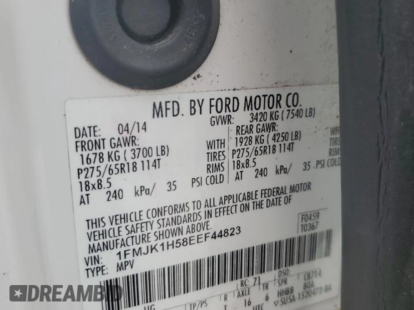 2014 Ford Expedition EL XLT with VIN 1FMJK1H58EEF44823, listed as a Copart auction lot 70856024 with 108,813 mi miles and Salvage Title. Bid and sale history available at carsss.com. Image 15.
