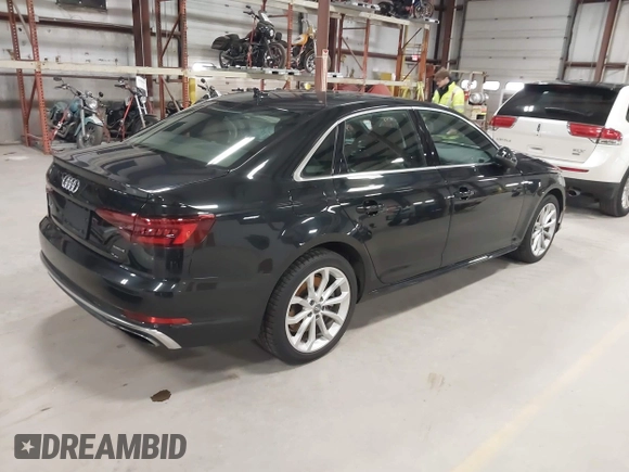 2019 Audi A4 Premium Plus with VIN WAUENAF48KA041431, listed as a IAAI auction lot 41977177 with 53,537 mi miles. Bid and sale history available at carsss.com. Image 4.