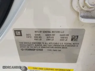 2013 Chevrolet Malibu ECO with VIN 1G11F5RR8DF107603, listed as a IAAI auction lot 42123508 with 80,532 mi miles. Bid and sale history available at carsss.com. Image 9.