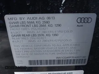 2014 Audi SQ5 Premium Plus with VIN WA1CGAFP7EA007140, listed as a IAAI auction lot 41881202 with 189,450 mi miles. Bid and sale history available at carsss.com. Image 9.