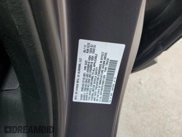 2017 Honda Ridgeline RTL-T with VIN 5FPYK2F61HB011324, listed as a Copart auction lot 42771285 with 78,742 mi miles and Salvage title. Bid and sale history available at DreamBid. Image 14.
