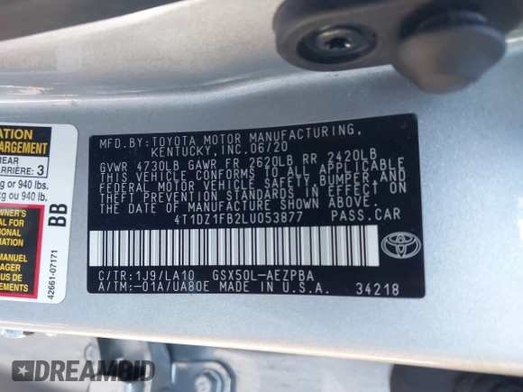 2020 Toyota Avalon Limited z VIN 4T1DZ1FB2LU053877, wystawiony jako IAAI lot #41725361 z przebiegiem 24 552 mil mil oraz . Historia ofert i sprzedaży dostępna na DreamBid. Obrazek 9.