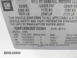 2013 Chevrolet Equinox LT with VIN 1GNFLEEK3DZ132994, listed as a IAAI auction lot 42086273 with 230,446 mi miles. Bid and sale history available at carsss.com. Image 9.