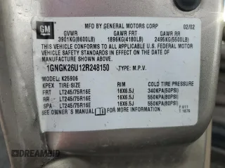 2002 Chevrolet Suburban LT z VIN 1GNGK26U12R248150, wystawiony jako Copart lot #47822975 z przebiegiem Nie podano mil oraz Szkoda całkowita • Salvage title. Historia ofert i sprzedaży dostępna na DreamBid. Obrazek 14.