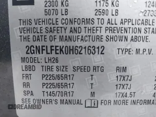 2017 Chevrolet Equinox LT with VIN 2GNFLFEK0H6216312, listed as a IAAI auction lot 41440793 with 126,693 mi miles and . Bid and sale history available at carsss.com. Image 9.