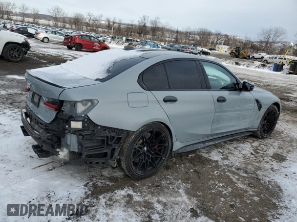 2021 BMW M3 with VIN WBS53AY01MFL20155, listed as a Copart auction lot 88773105 with 48,612 mi miles and Salvage Title. Bid and sale history available at carsss.com. Image 3.