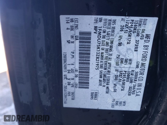2003 Ford Explorer z VIN 1FMDU75K13ZB31975, wystawiony jako Copart lot #83894734 z przebiegiem 311 881 mil mil oraz Szkoda całkowita • Salvage title. Historia ofert i sprzedaży dostępna na DreamBid. Obrazek 13.