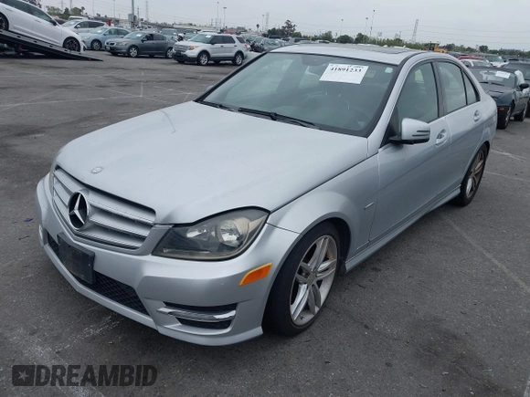 2012 Mercedes-Benz C-Class C 250 Sport with VIN WDDGF4HB4CR199148, listed as a IAAI auction lot 41891233 with 1 mi miles. Bid and sale history available at carsss.com. Image 2.