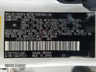 2013 Toyota Highlander Hybrid Limited with VIN JTEDC3EH7D2012645, listed as a Copart auction lot 71956554 with 202,908 mi miles and Clean Title. Bid and sale history available at carsss.com. Image 13.