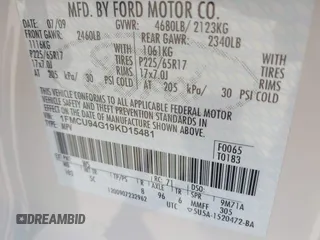 2009 Ford Escape Limited с VIN 1FMCU94G19KD15481, выставлен на аукционе IAAI как лот 42276588 с пробегом 159 154 миль миль и . История ставок и продаж доступна на DreamBid. Изображение 9.
