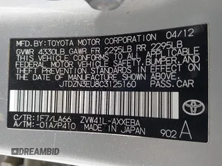 2012 Toyota Prius Two with VIN JTDZN3EU8C3125160, listed as a IAAI auction lot 42171419 with 207,046 mi miles and . Bid and sale history available at DreamBid. Image 9.