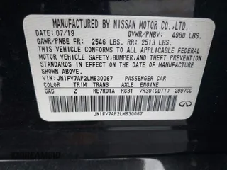 2020 Infiniti Q50 Red Sport 400 with VIN JN1FV7AP2LM630067, listed as a IAAI auction lot 41916706 with 38,786 mi miles and . Bid and sale history available at carsss.com. Image 9.