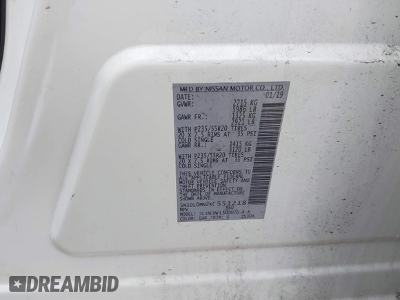 2019 Infiniti QX60 LUXE with VIN 5N1DL0MN2KC551218, listed as a IAAI auction lot 41101804 with 111,621 mi miles. Bid and sale history available at carsss.com. Image 9.