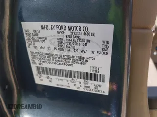 2012 Ford Escape XLT с VIN 1FMCU9DG9CKA70002, выставлен на аукционе IAAI как лот 42737831 с пробегом 132 144 миль миль и . История ставок и продаж доступна на DreamBid. Изображение 9.