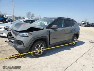 2022 Jeep Compass Trailhawk with VIN 3C4NJDDB5NT105777, listed as a Copart auction lot 48858405 with 46,010 mi miles and Salvage Title. Bid and sale history available at carsss.com. Image 1.