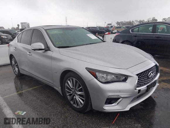 2018 Infiniti Q50 Luxe with VIN JN1EV7AP9JM362191, listed as a IAAI auction lot 41777017 with 80,394 mi miles and . Bid and sale history available at carsss.com. Image 1.