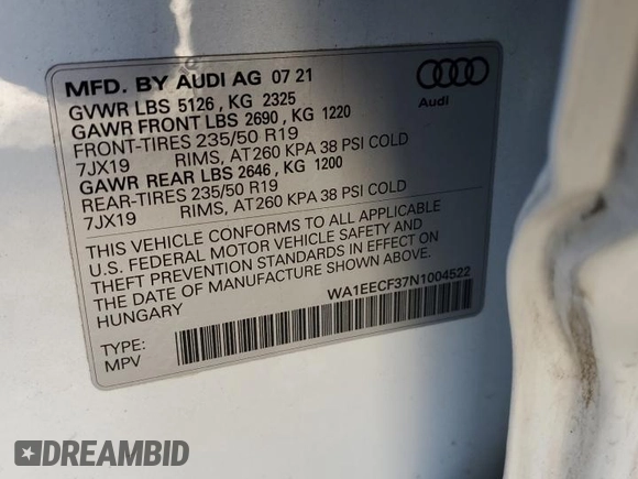 2022 Audi Q3 S line Premium Plus with VIN WA1EECF37N1004522, listed as a Copart auction lot 40341703 with 10,397 mi miles. Bid and sale history available at carsss.com. Image 14.