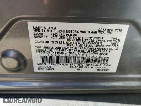 2015 Mitsubishi Outlander Sport 2.4 GT with VIN 4A4AP4AW5FE032330, listed as a Copart auction lot 71565354 with 98,342 mi miles and Salvage Title. Bid and sale history available at carsss.com. Image 15.