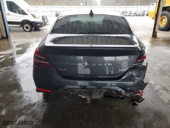 2023 Genesis G70 2.0T with VIN KMTG34TA8PU126273, listed as a Copart auction lot 44799225 with 23,848 mi miles and Salvage Title. Bid and sale history available at carsss.com. Image 6.