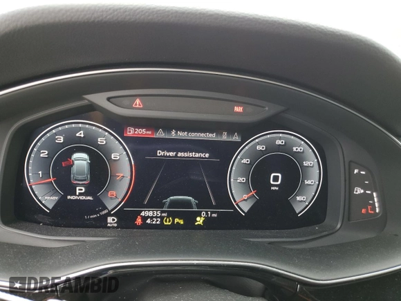 2020 Audi Q8 Premium Plus with VIN WA1EVAF19LD016508, listed as a Copart auction lot 44866694 with 49,835 mi miles and Salvage title. Bid and sale history available at DreamBid. Image 9.