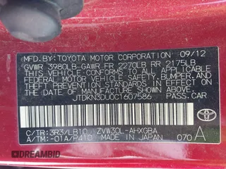 2012 Toyota Prius One z VIN JTDKN3DU0C1607586, wystawiony jako IAAI lot #42361613 z przebiegiem 188 410 mil mil oraz . Historia ofert i sprzedaży dostępna na DreamBid. Obrazek 9.