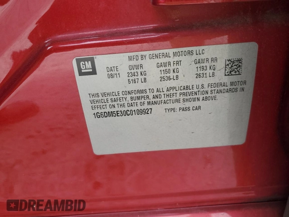 2012 Cadillac CTS with VIN 1G6DM5E30C0109927, listed as a Copart auction lot 73553304 with Not Provided miles and Clean Title. Bid and sale history available at DreamBid. Image 12.