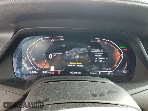 2022 BMW X5 xDrive40i with VIN 5UXCR6C0XN9M08766, listed as a Copart auction lot 51987215 with 30,997 mi miles and Salvage Title. Bid and sale history available at DreamBid. Image 9.