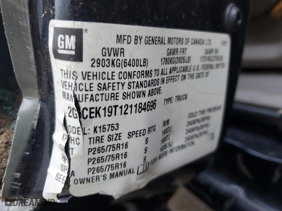 2002 Chevrolet Silverado 1500 LT with VIN 2GCEK19T121184696, listed as a Copart auction lot 86820594 with 0 mi miles and Non Repairable. Bid and sale history available at carsss.com. Image 12.