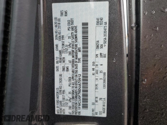 2013 Ford Escape S with VIN 1FMCU0F76DUA70912, listed as a Copart auction lot 51364205 with 108,489 mi miles and Salvage Title. Bid and sale history available at carsss.com. Image 13.