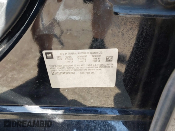 2014 Chevrolet Impala LT with VIN 2G1125S3XE9296363, listed as a IAAI auction lot 41999183 with 206,740 mi miles and . Bid and sale history available at DreamBid. Image 9.