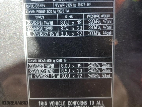 2024 Land Rover Defender X-Dynamic SE with VIN SALE27EU6R2351509, listed as a Copart auction lot 43427315 with 3,300 mi miles and Salvage Title. Bid and sale history available at carsss.com. Image 14.