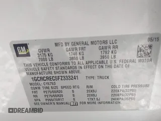 2015 Chevrolet Silverado 1500 LT with VIN 1GCRCREC5FZ333241, listed as a IAAI auction lot 42279944 with 126,473 mi miles and . Bid and sale history available at DreamBid. Image 9.