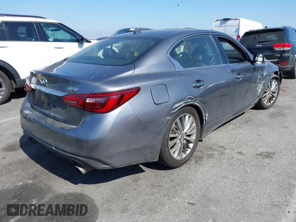 2019 Infiniti Q50 Luxe with VIN JN1EV7APXKM511385, listed as a IAAI auction lot 41647699 with 34,489 mi miles and . Bid and sale history available at DreamBid. Image 4.