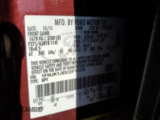 2012 Ford Expedition Max King Ranch z VIN 1FMJK1J53CEF11378, wystawiony jako Copart lot #68912064 z przebiegiem 230 547 mil mil oraz Szkoda całkowita • Salvage title. Historia ofert i sprzedaży dostępna na DreamBid. Obrazek 14.