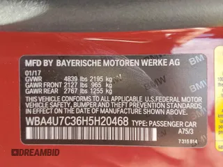 2017 BMW 4 Series 430i with VIN WBA4U7C36H5H20468, listed as a Copart auction lot 45964685 with 51,322 mi miles and Salvage title. Bid and sale history available at DreamBid. Image 12.