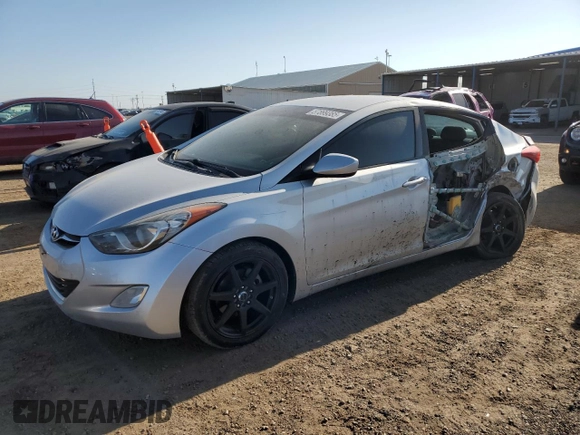 2012 Hyundai Elantra Limited with VIN KMHDH4AE7CU349600, listed as a Copart auction lot 57899385 with 146,076 mi miles and Salvage title. Bid and sale history available at DreamBid. Image 1.