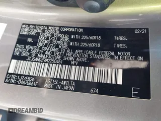 2021 Lexus NX with VIN JTJSARDZ9M2250461, listed as a IAAI auction lot 41315467 with 72,578 mi miles. Bid and sale history available at carsss.com. Image 9.