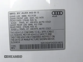 2013 Audi Q7 S line Prestige z VIN WA1DGAFE4DD016670, wystawiony jako IAAI lot #42201459 z przebiegiem 83 278 mil mil oraz . Historia ofert i sprzedaży dostępna na DreamBid. Obrazek 9.