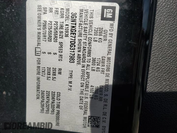 2013 Chevrolet Avalanche LTZ with VIN 3GNTKGE77DG317983, listed as a Copart auction lot 73605784 with 181,877 mi miles and Salvage Title. Bid and sale history available at carsss.com. Image 12.