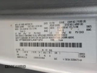 2020 Ford Transit Cargo with VIN 1FTBW3X81LKB71272, listed as a Copart auction lot 49068085 with 22,905 mi miles and Salvage Title. Bid and sale history available at DreamBid. Image 13.