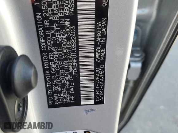 2018 Toyota Prius Two with VIN JTDKBRFU1J3582403, listed as a Copart auction lot 55799315 with 138,905 mi miles and Salvage Title. Bid and sale history available at DreamBid. Image 12.