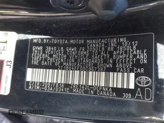 2013 Toyota Corolla L with VIN 2T1BU4EE0DC967387, listed as a IAAI auction lot 42142298 with Not Provided miles. Bid and sale history available at carsss.com. Image 9.