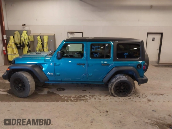2019 Jeep Wrangler Unlimited Sport Altitude with VIN 1C4HJXDG0KW617379, listed as a IAAI auction lot 42005517 with 91,296 mi miles and . Bid and sale history available at DreamBid. Image 14.