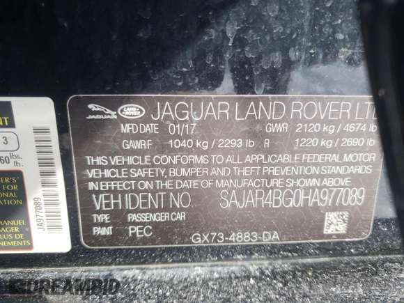 2017 Jaguar XE 25t z VIN SAJAR4BG0HA977089, wystawiony jako Copart lot #42063545 z przebiegiem 118 209 mil mil oraz Czysty tytuł • Clean title. Historia ofert i sprzedaży dostępna na DreamBid. Obrazek 15.