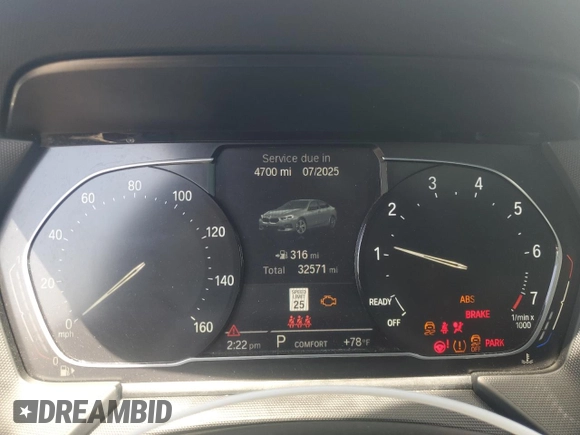 2021 BMW 2 Series 228i xDrive with VIN WBA73AK06M7G33379, listed as a Copart auction lot 53975125 with 32,571 mi miles and Salvage Title. Bid and sale history available at DreamBid. Image 9.