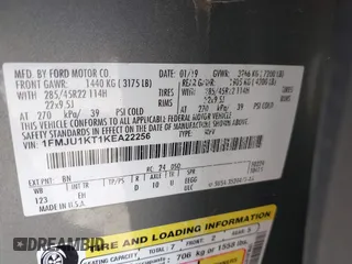 2019 Ford Expedition Limited with VIN 1FMJU1KT1KEA22256, listed as a IAAI auction lot 41092563 with 85,159 mi miles. Bid and sale history available at carsss.com. Image 9.