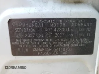 2005 Hyundai Sonata GLS with VIN KMHWF35H55A148781, listed as a Copart auction lot 48931395 with 166,589 mi miles and Non Repairable. Bid and sale history available at carsss.com. Image 12.