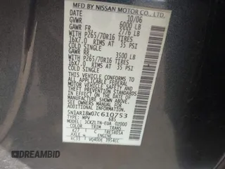 2007 Nissan Pathfinder SE z VIN 5N1AR18W07C610753, wystawiony jako IAAI lot #41733415 z przebiegiem Nie podano mil oraz . Historia ofert i sprzedaży dostępna na DreamBid. Obrazek 9.