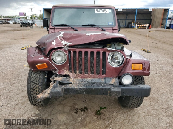 2002 Jeep Wrangler Sahara with VIN 1J4FA59S32P746410, listed as a Copart auction lot 56403075 with 147,968 mi miles and Salvage title. Bid and sale history available at DreamBid. Image 5.